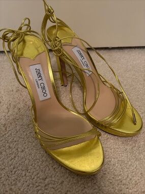Brand new Jimmy Choo acid yellow heels sz 9.5